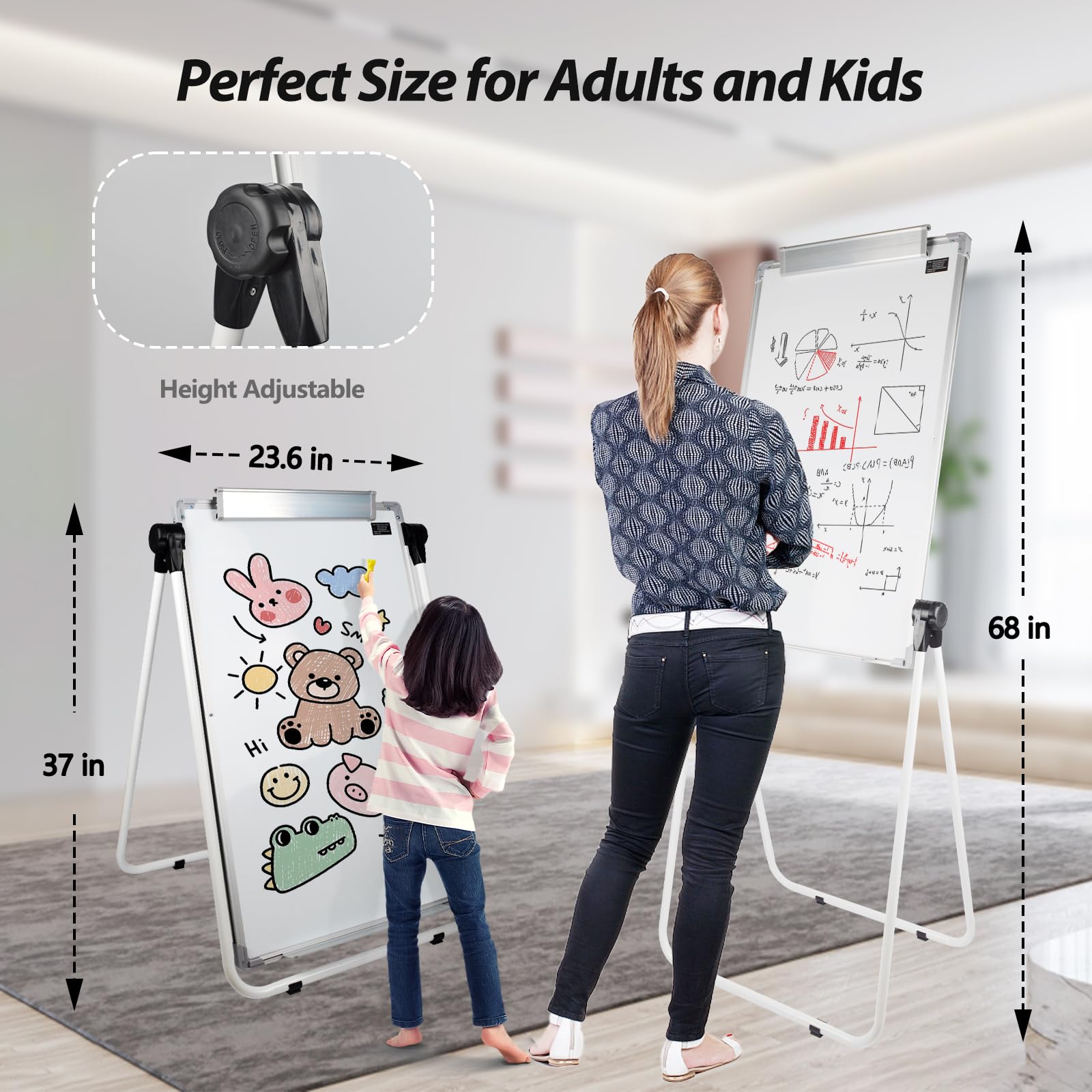 Amazon | スタンドホワイトボード - 36 x 24インチ 両面磁気ホワイト